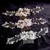 Flower Pearl Hair Combs Zinc Zinc Alloy Rhinestone Hairpin Luxury Toothed Insert Comb  Bride