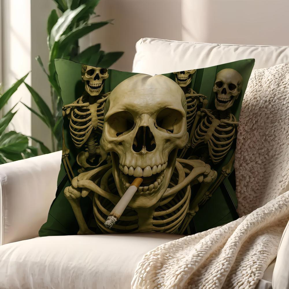 

Funny Skeleton Flame Smoke cushion cover Best Home Office Coffee Pillow Sofa Printing Decoration Room Shop Car Nordic Simplicity 12x12Inch