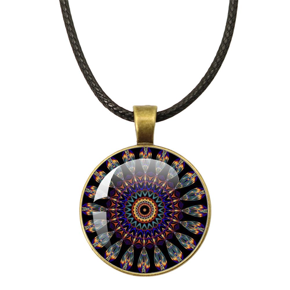 Tree of Life Rope Chain Glass Pendant Necklaces For Women Yoga Mandala Necklaces Gift Charm Beautiful Mandala Women Jewelry