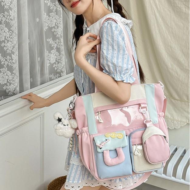 

Harajuku Primary School Student Schoolbag Large Capacity Color Blocking Japanese Female Primary School Fresh Campus Backpack Tutoring Bag .