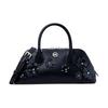 Petra Bag Body Floral Decoration Silver Hardware PU Handbag Women's Navy Color
