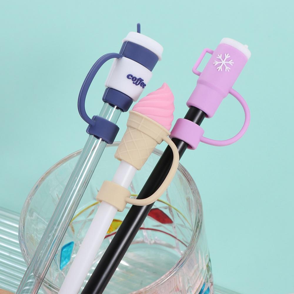 Silicone Straw Topper Splash Proof Straw Dust Cap Drinkware Straw Cover Straw Decoration