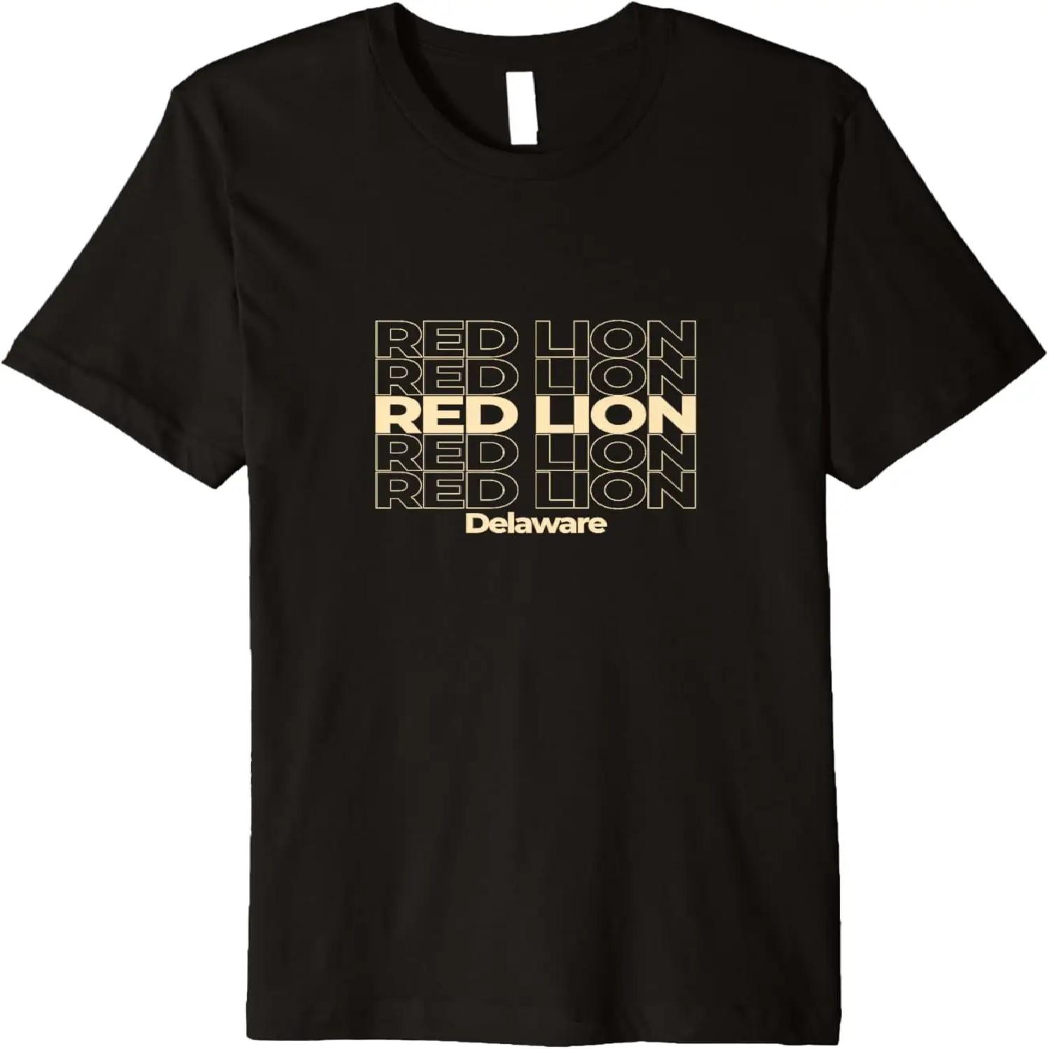 Vintage Red Lion, Delaware Repeating Text Premium T-Shirt XXXXL