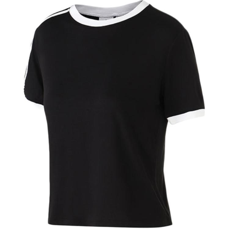 

Adidas Originals Color Block Striped Comfortable Casual Fashion Round Neck Short Sleeve T-Shirt Women Tops Black DU7263 L
