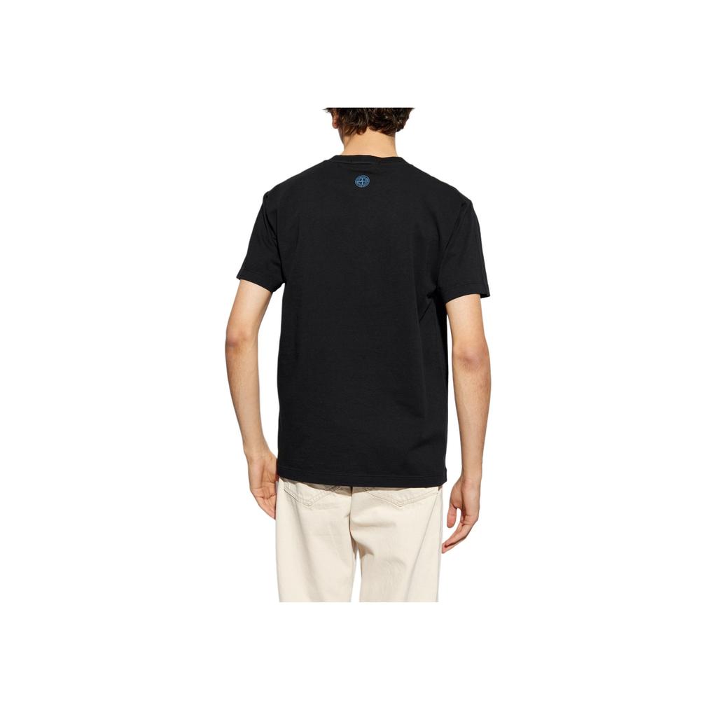 Stone Island FW24 Letter Logo Minimalist Comfortable Short Sleeve T-Shirt Men Tops Black 81152NS80-0-V0029