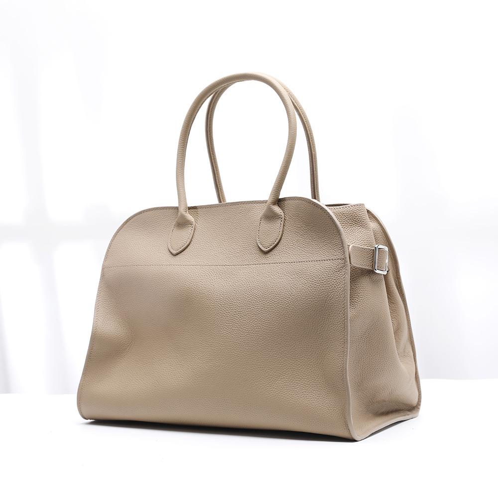 Head Layer Cowhide Tote Bag Margaux10/15 Single Shoulder Genuine Lychee Pattern Large Capacity Handbag Travel