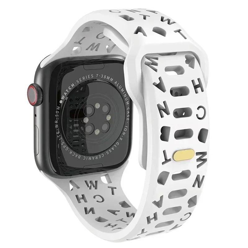 Silicone Sport Band For Apple Watch ultra Band 49mm 40mm 41mm 42mm 49mm 44mm 45mm Rubber correa Strap iwatch series 11 10 9 8 7 Ultra 3 2 1