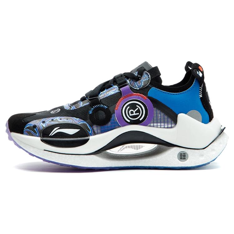 New LiNing Jueying CRC Running Shoes Women's Low Top Black/Fluorescent Grape Purple ARHR102-1