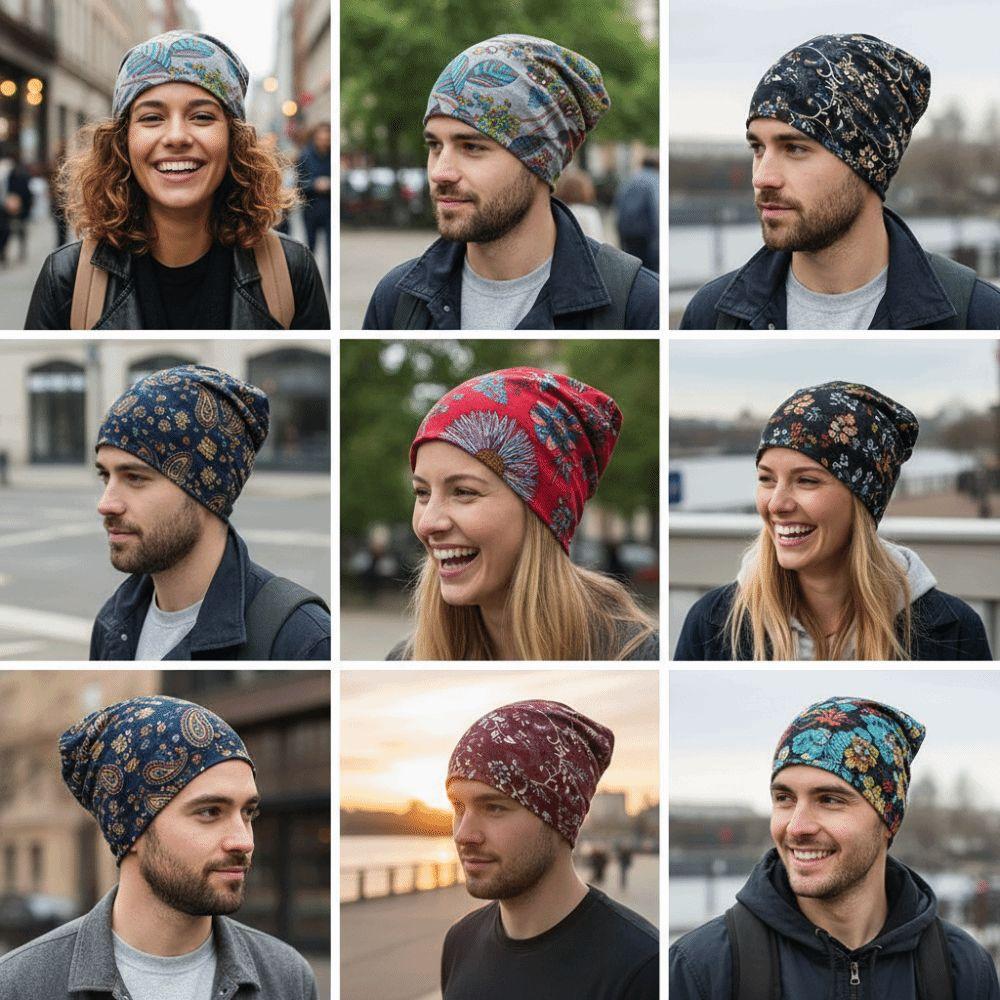 Multifunctional Turban Hats Plaid Print Casual Hedging Cap Autumn and Winter