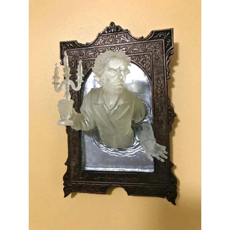 Luminous Ghost In The Mirror Wall Sculpture,Halloween Wall Plaque with Glow Effect, Indoor/Outdoor Creative Decor for Home, Party, Yard