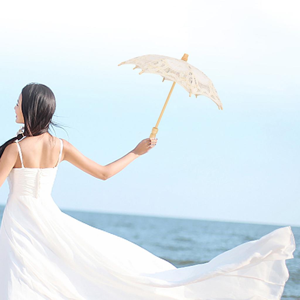 Bridal Lace Cotton Umbrella for Wedding Parties Dancing Photography Prop