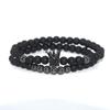 Elegant Copper Bead Bracelet With Micro Paved Zirconia Crown For Couples And Gift Giving