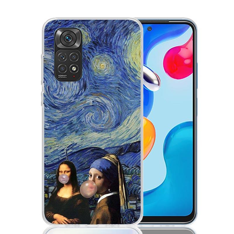 Van Gogh Mona Lisa Funny Art Case Phone Cover for Xiaomi Redmi Note 14 13 12S 12 11S 11 11T 11E 10S 10 Pro Plus 5G Trend Fundas