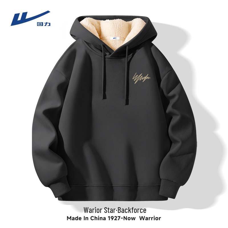 Warrior Men's Winter Thickened Lamb Fleece Hooded Sweatshirt