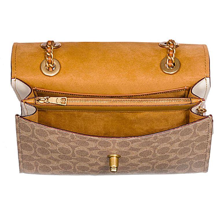 Coach Parker 26 Classic Monogram Coated Canvas And Leather Tote Shoulder Bag Women Bags White Brown 30585-B4HA