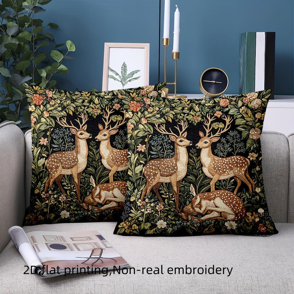 1 Pieces Deer Floral Pattern 2D Printed Pillow Cushions Polyester pillowcase, sofa decorative cushion cov Headboard Pillow