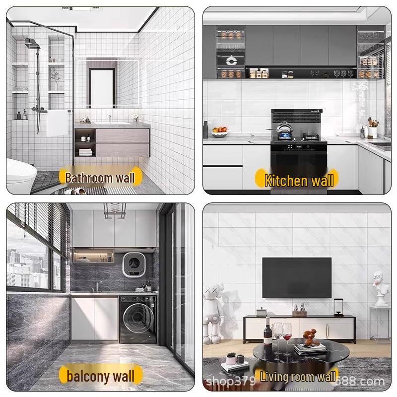 Waterproof Self-Adhesive Faux Marble Tile Sticker for Wall Renovation in Hallways, Kitchens, and Living Rooms