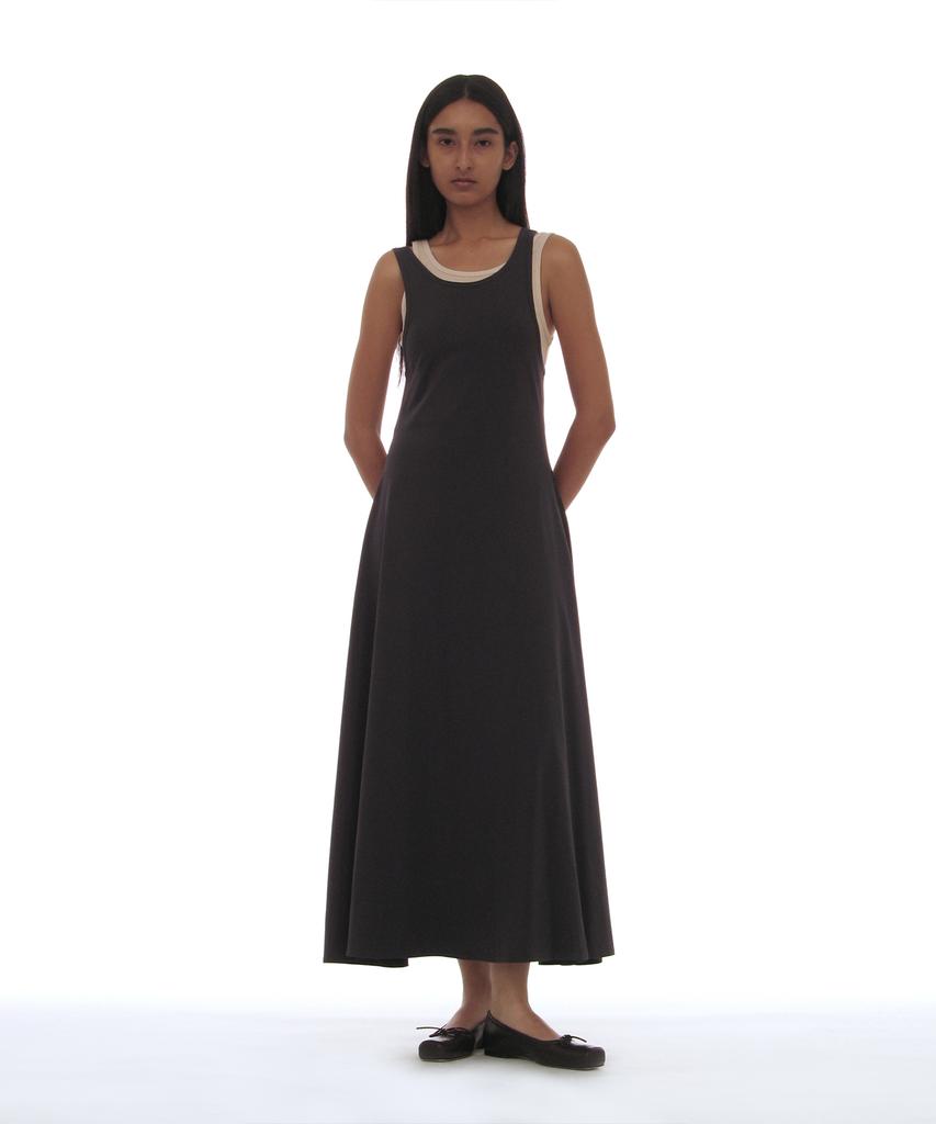 Partimento Woman Pwc Overlay Sleeveless Maxi Dress_Charcoal