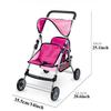 Doll Twin Stroller Double Front To Back Stroller for Dolls Foldable Toy Pram with Canopy & Storage Basket Pretend Play for Kids