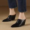 Fashion 2025 Mueller Slippers Shoes Elegant European American Fashion Chunky Slides Female High Heel Dress Shoes Closed Toe Mule SHoes