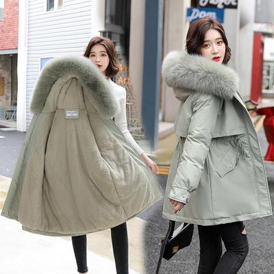 Damen Fleecegefütterte Kapuzen Daunenjacke Wintermantel für Damen Warm Kordelzug Gepolsterte Parkas Koreanische Casual Streetwear Weibliche Puffer Oberbekleidung