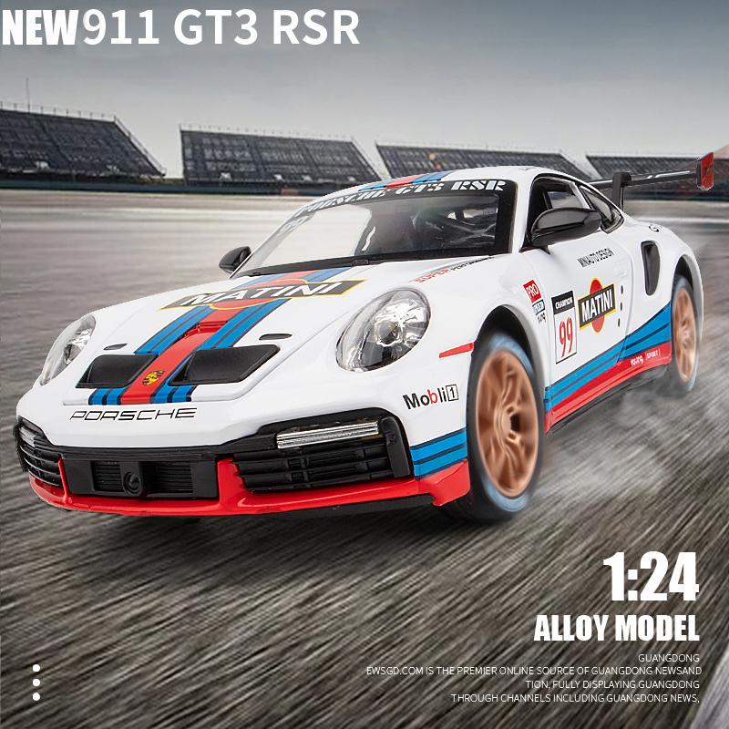 1/24 Porsche 911 GT3 RSR литые игрушечные машинки из металла модель автомобиля звук свет — фото 8