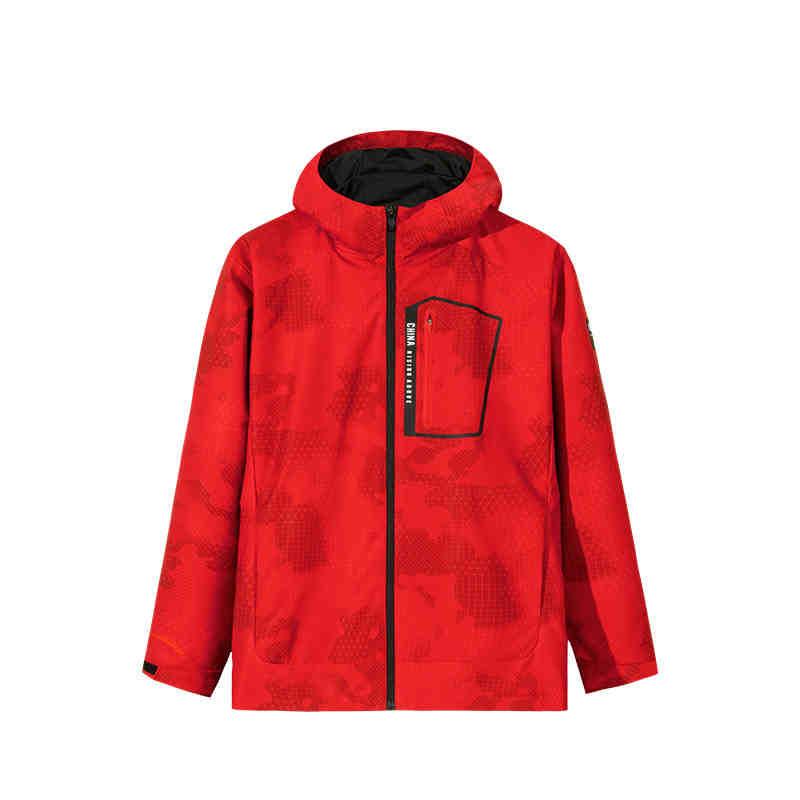 Anta All Over Print Zip Up Hooded Comfortable Breathable Versatile Sports Jacket Men Jacket Classic-Red 152517620-2