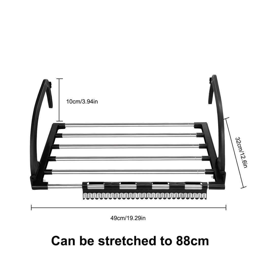 Foldable Clothes Rack with Sock Clips Window Towel Storage Rack Reusable Household Hanging Airer for Balcony Railings Windowsill