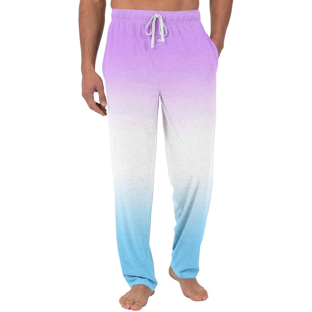 Herren Freizeit-Pyjamahose mit Taschen | Krawatte, Farbverlauf bedruckt, Leinwandbindung, lockere Passform elastischer Bund für Zuhause
