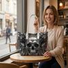 Gothic Metallic Skull Print Tote Bag Trendy Cool Shoulder Bag for Daily Use