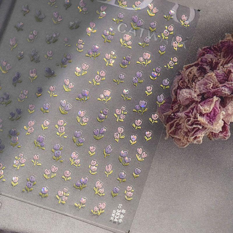 

Shell Light Tulip Nail Sticker Tomoni Embossed Adhesive 5D Little Flower Nail Sticker Japanese Style Decorations Shell light Tulip 3834