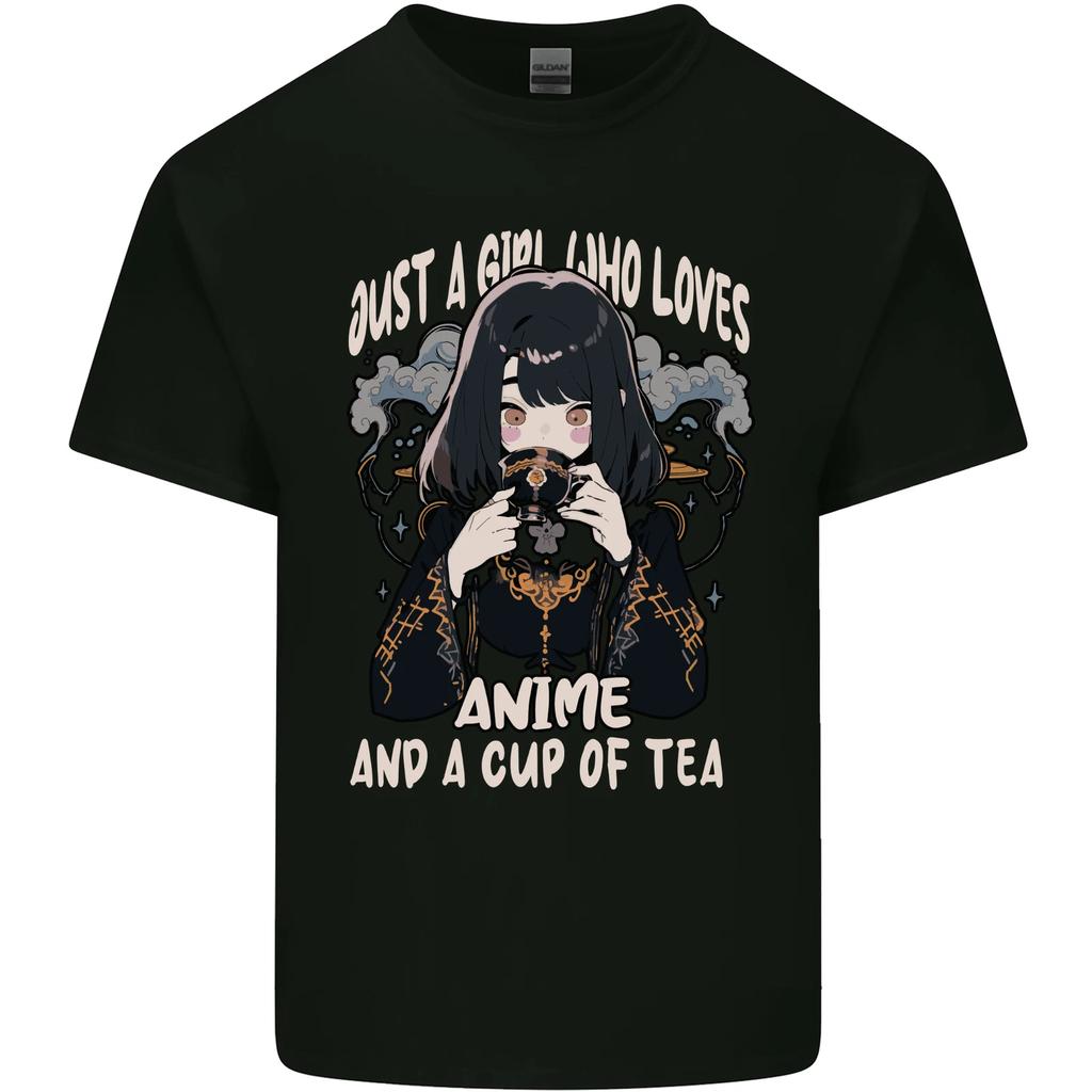 Just a Girl Who Loves Anime & a Cup of Tea Kids T-Shirt Childrens