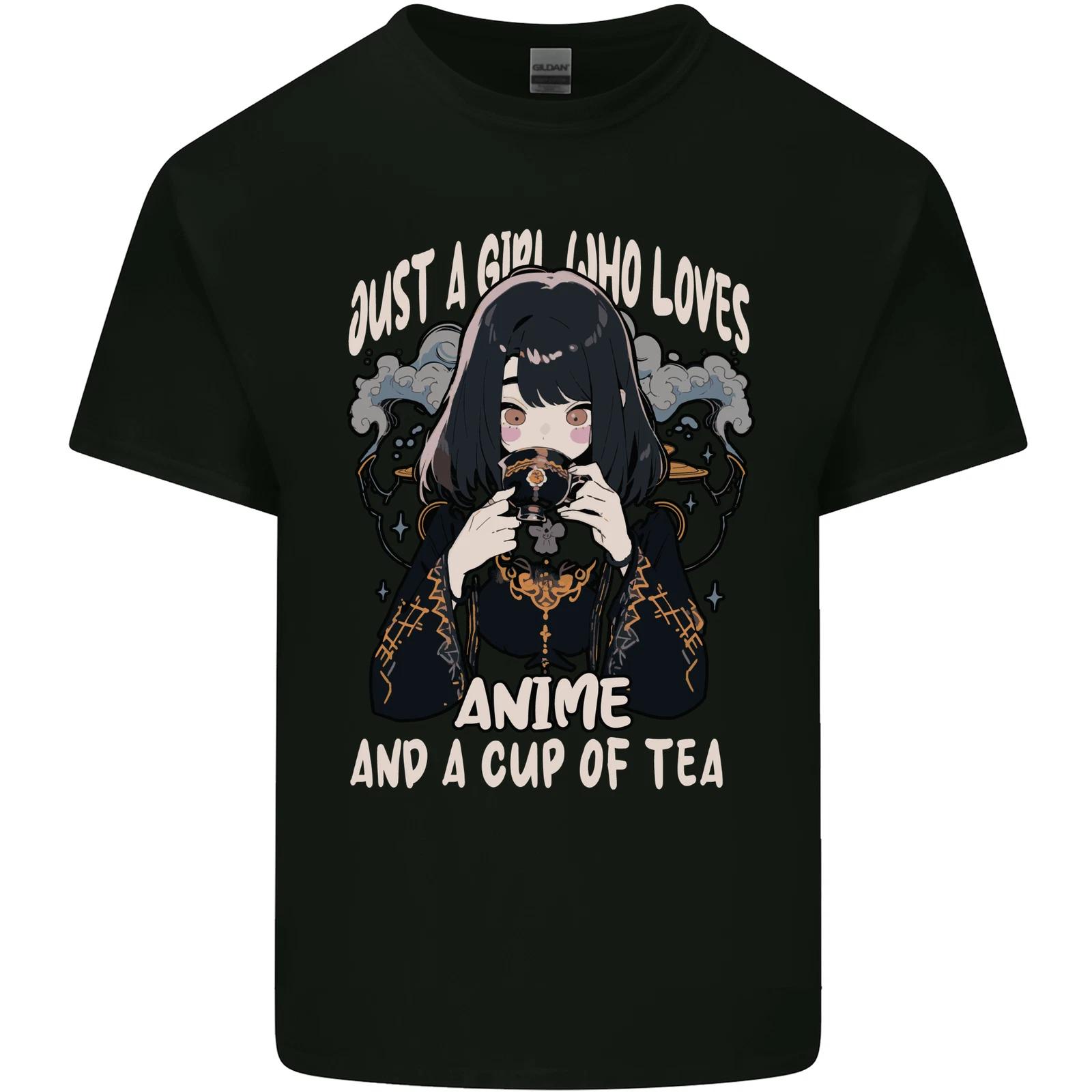 Just a Girl Who Loves Anime & a Cup of Tea Kids T-Shirt Childrens M