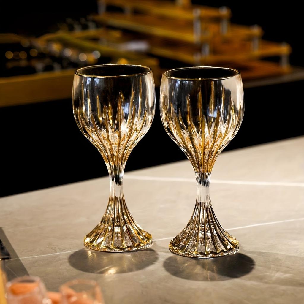 Luxusní Křišťálová Zlatě Zdobená Sklenice na Víno Bez Olova Elegantní Highball Šampaňský Pohár pro Domov