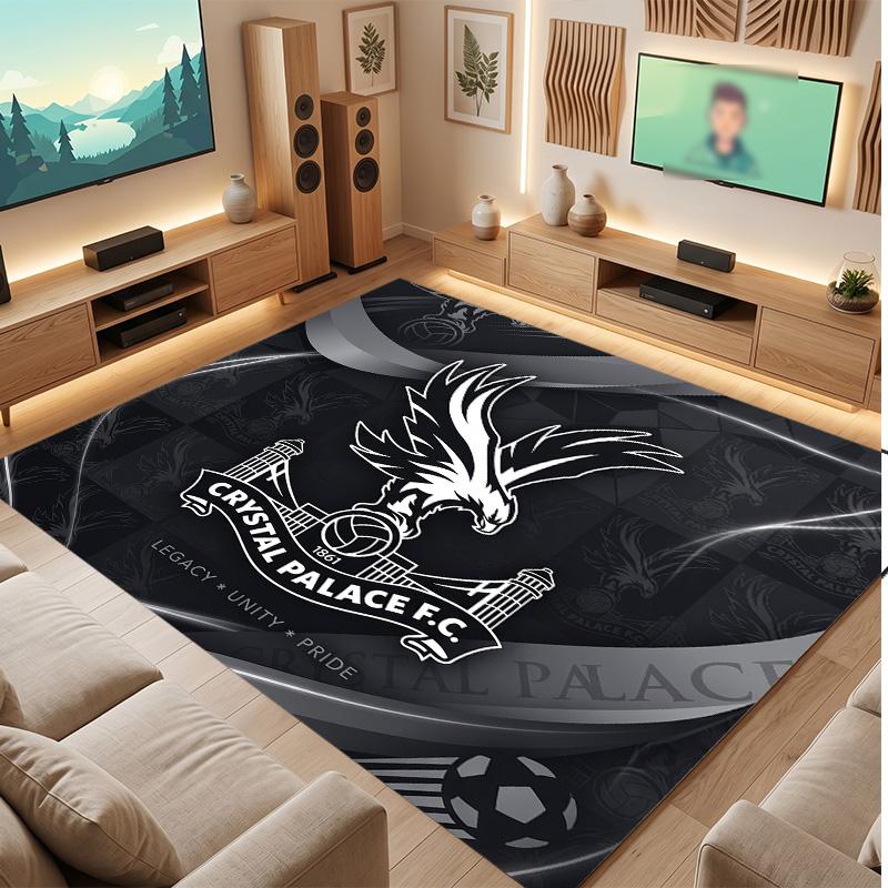 Crystal Palace Football Print Crystal Velvet Rug, Comfortable Water Absorbent Non Slip Indoor Floor Carpet