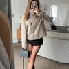 Stand Collar Asymmetric Woman's Coats Jacket for Woman Wool Short Tops Loose Cropped Jackets Autumn Winter Wear Daily Outfits