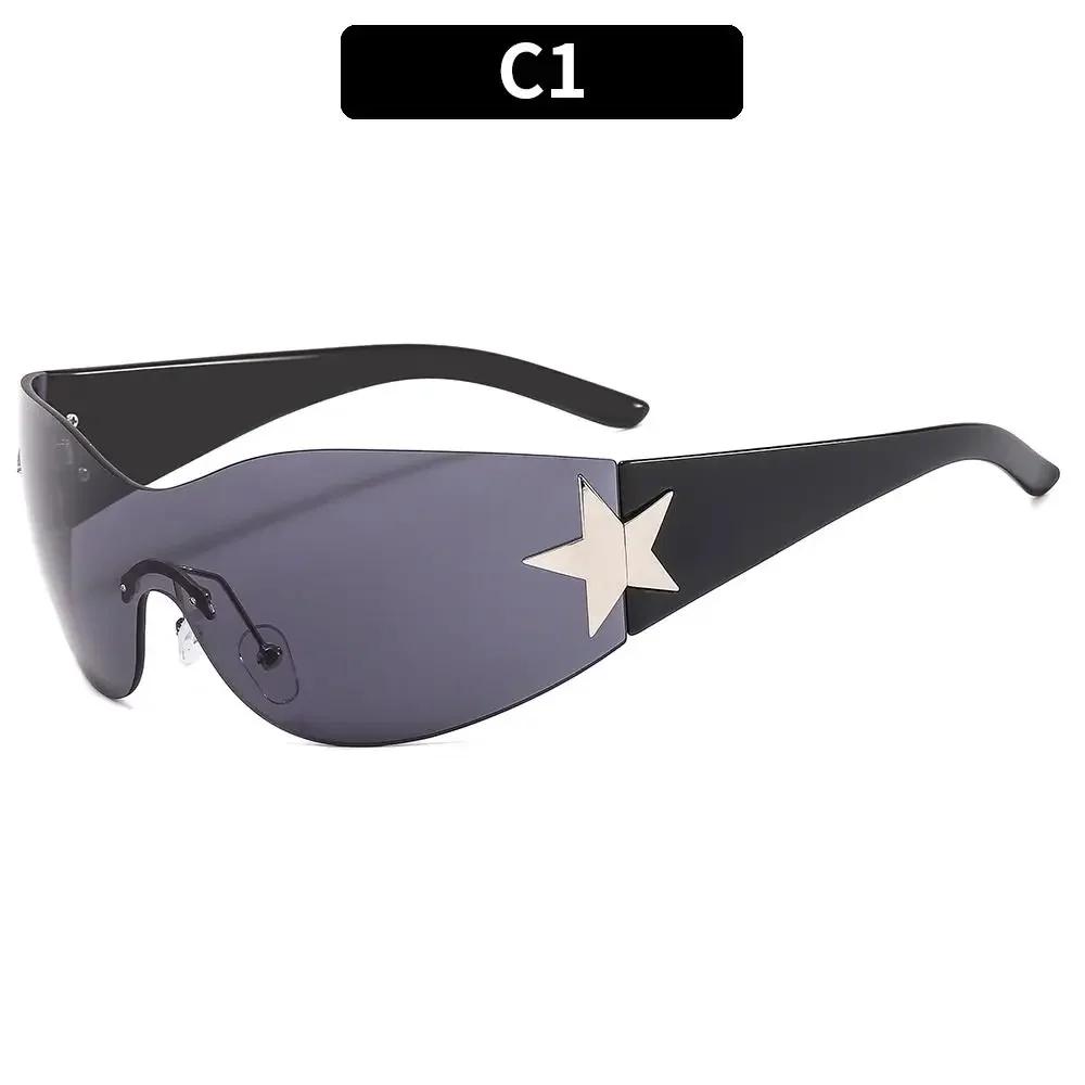

Rimless Y2K Sunglasses Trendy Wrap Around Sunglasses Punk One Piece Goggles Oversized Sports Sun Glasses Fashion Eyewear