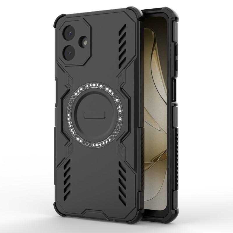 For Samsung Galaxy A07 4G Magnetic Case WANLONFENG DJ Series PC TPU Phone Cover with 2Pcs Tempered Glass Film