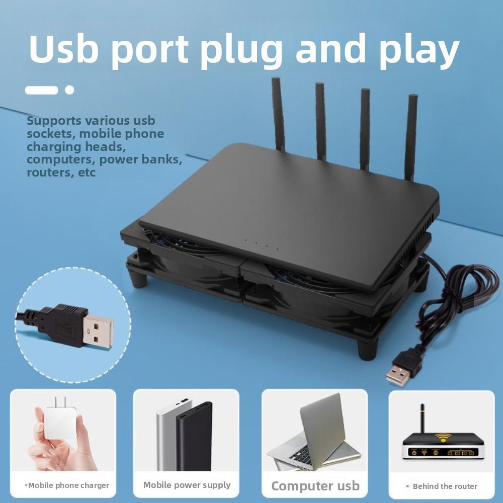 Dual Fans Router Cooling Stand DC 5V USB Radiator Base USB Powered Router Cooling Fan  PC Cooling