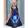 Fashion girls dresses summer new round neck vest style 3D printing princess skirt