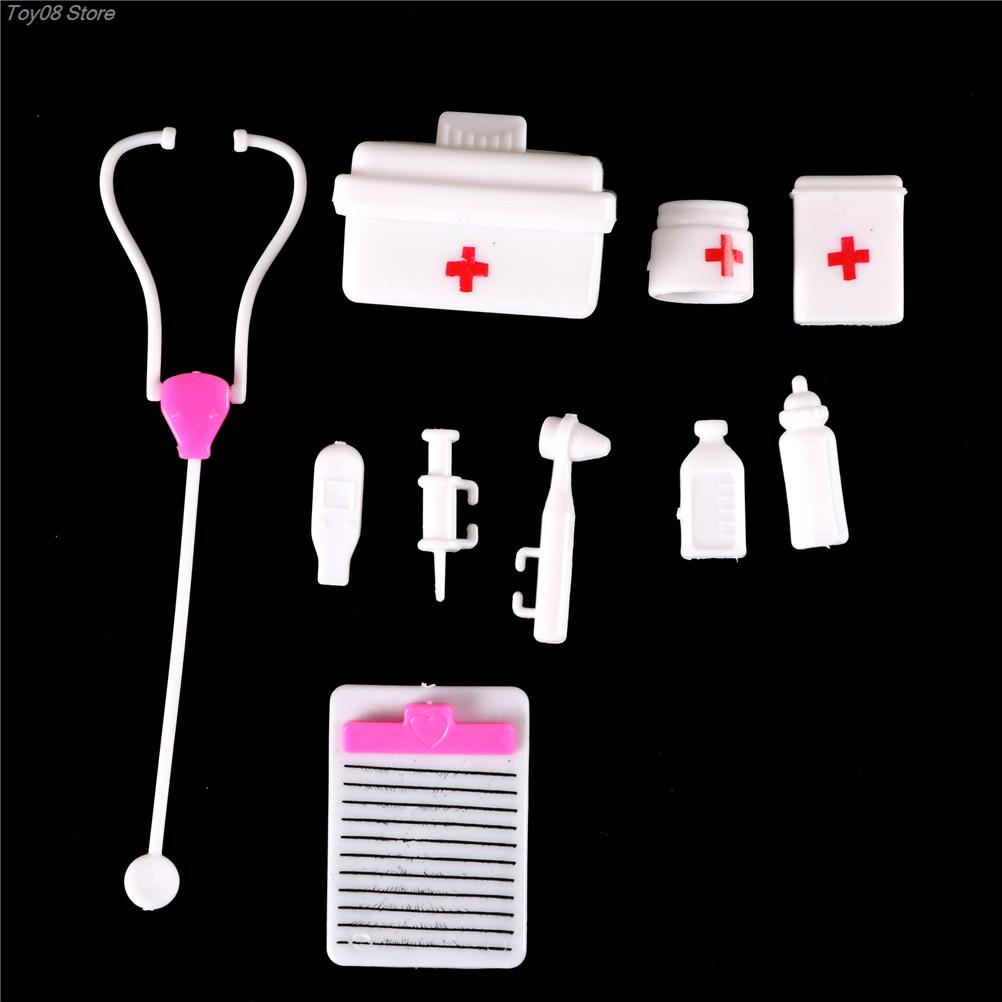 10Pcs/Set Kids Toys Doctor Set Baby Pretend Play Suitcases Medical Kit Simulation Medicine Box With Doll Girl Toy For Children