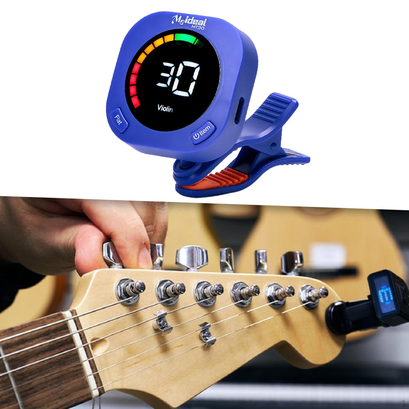 

Guitar Tuner Quick & Accurate Tuning Clip on for Violin Banjo синий