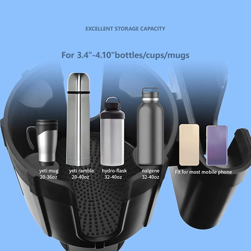 Car-mounted Water Cup Holder and Mobile Phone Holder, Multifunctional Car Cup Holder Extender, Large-sized Beverage Cup Holder