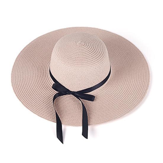 Women Straw Hat Wide Brim Lace-up Ribbon Sun Protection Hat Lightweight Quick-Drying Hat Hiking Walking Neck Coverage Hat