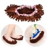 1 Piece Reusable Detachable Washable Household Floor Cleaning Slipper Mop Shoes Cover (Coffee)