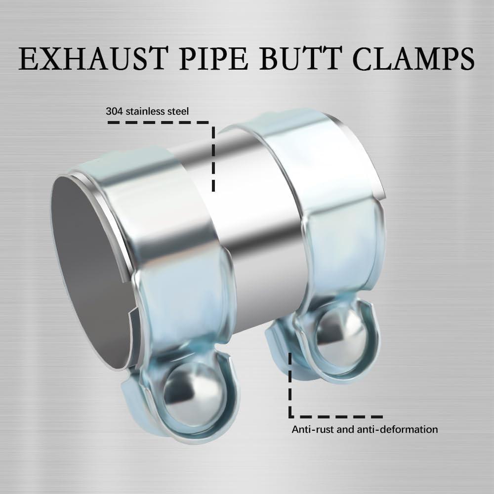 Exhaust Clamps with U-washers Bolts Heavy Duty, Stainless Steel Butt 60 * 95 mm