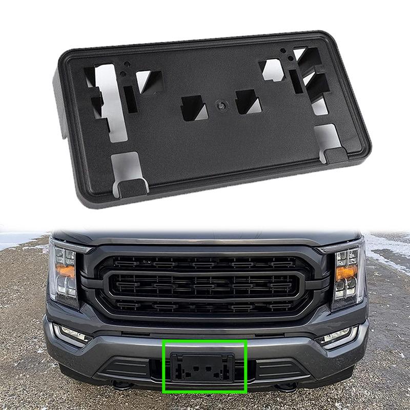 Black Car Front Bumper License Plate Mount Bracket Holder For Ford F150 F-150 2.7L 3.0L 3.5L V6 (Except Raptor) 2021 2022 2023