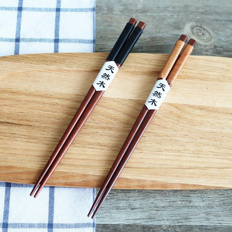 22.5cm Japanese Style Non-slip Natural Wood Chopsticks with Ties Sushi Chopsticks Set for Restaurant Kitchen Tableware
