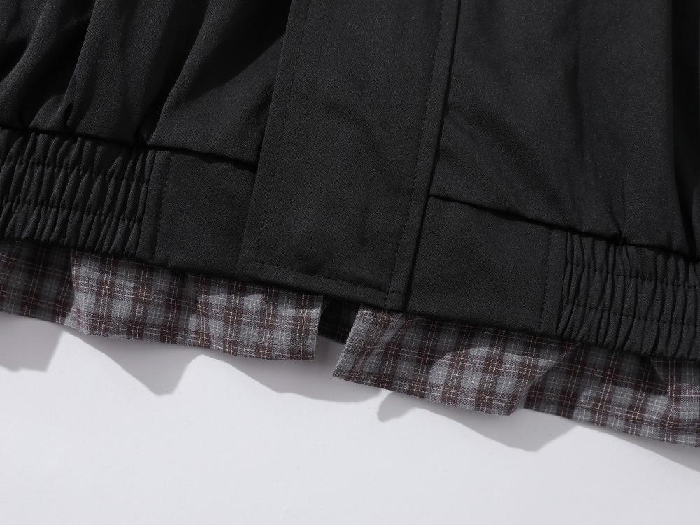 Men's Plaid Patchwork Lapel Jacket - Trendy Autumn Streetwear, Casual Loose Fit, Versatile Design.