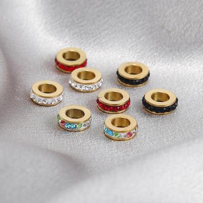 Gemengde Kleur Geperforeerde Zirkonia Kralen - Roestvrij Staal, Groot Gat, voor DIY Sieraden